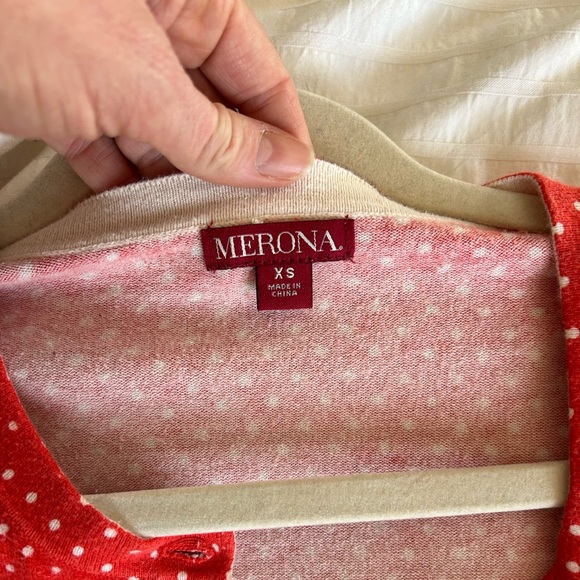 Reddish Orange Merona Polka Dotted Cardigan Size XS - Picture 3 of 7